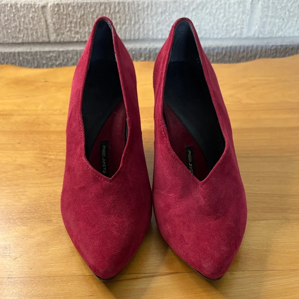 Pied Juste x Anthropologie Burgundy Dark Red Suede Wedge Heels EU Size 37